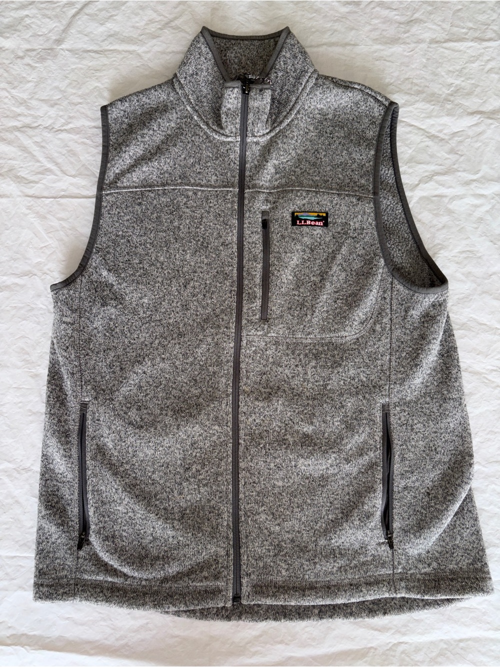 LL Bean Sweater Fleece Vest Mens Large Grey